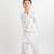White printed cotton nehru jacket set
