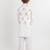 White printed cotton nehru jacket set