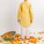 Yellow embroidered cotton kurta pyjama