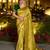 lime silk blend woven saree with unstitched blouse