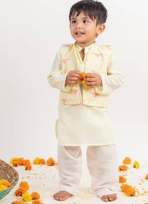 Green printed cotton nehru jacket set 3