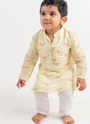 Green printed cotton kurta pyjama 2