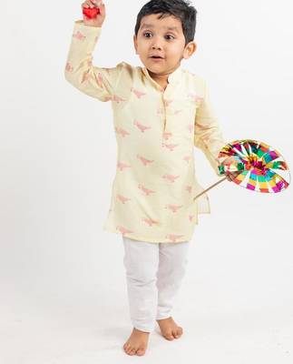 Green printed cotton kurta pyjama 3