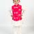 Pink embroidered cotton nehru jacket set