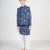 Blue embroidered cotton nehru jacket set