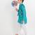 Teal embroidered cotton nehru jacket set