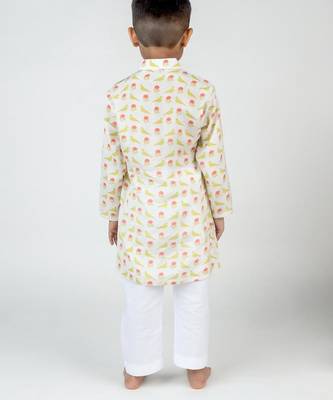 White printed cotton kurta pyjama 2