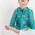 Teal embroidered cotton nehru jacket set