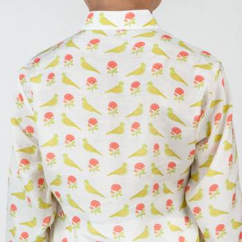 White printed cotton kurta pyjama 3