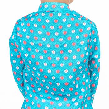 Blue printed cotton kurta pyjama 2