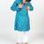 Blue printed cotton kurta pyjama