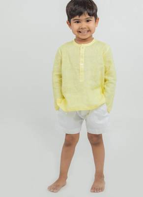 Yellow plain Linen Co Ord Set 1