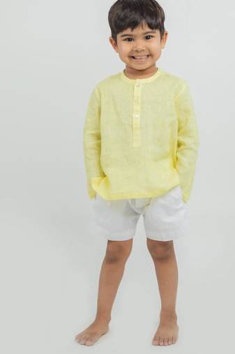 Yellow plain Linen Co Ord Set