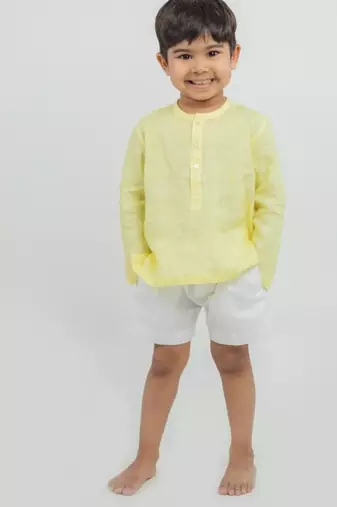 Yellow plain Linen Co Ord Set