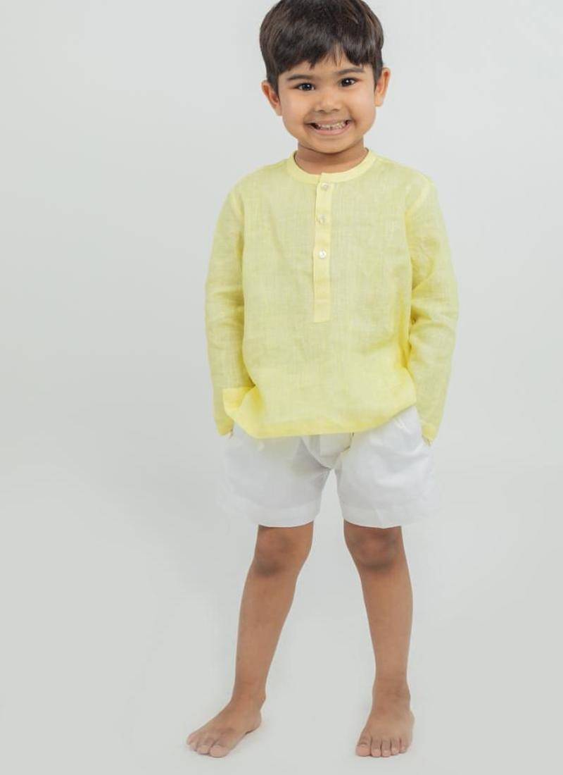 Yellow plain Linen Co Ord Set