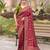 marron silk blend woven saree with unstitched blouse