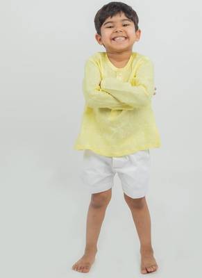 Yellow plain Linen Co Ord Set 3