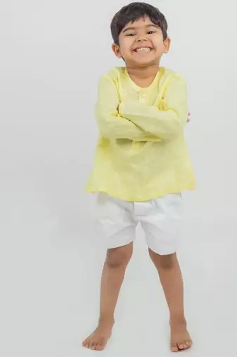 Yellow plain Linen Co Ord Set