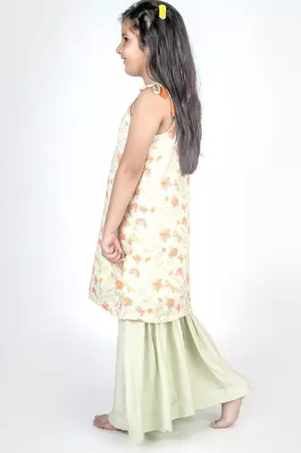 Green printed cotton lehenga