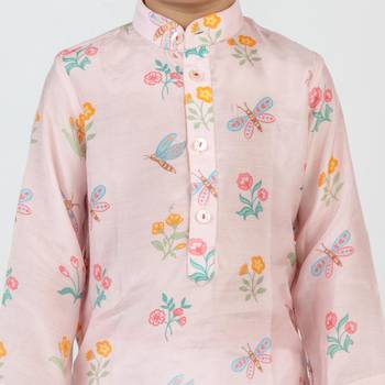 Pink printed cotton kurta pyjama 3