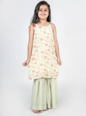 Green printed cotton lehenga 1