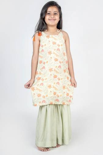 Green printed cotton lehenga
