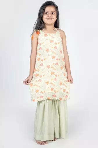 Green printed cotton lehenga