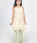 Green printed cotton lehenga