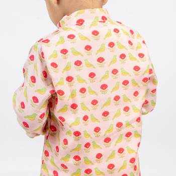 Peach printed cotton kurta pyjama 2