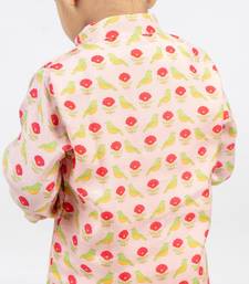Peach printed cotton kurta pyjama