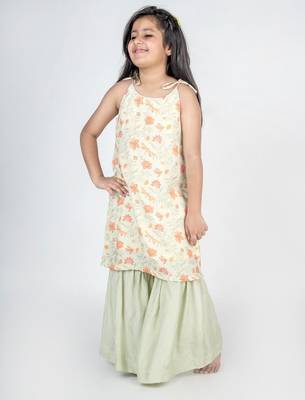 Green printed cotton lehenga 4