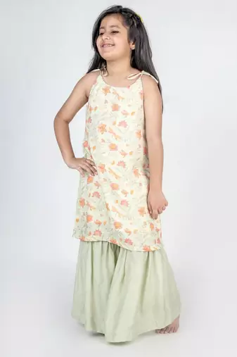 Green printed cotton lehenga