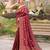 marron silk blend woven saree with unstitched blouse