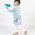 Blue printed cotton kurta pyjama