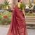 marron silk blend woven saree with unstitched blouse
