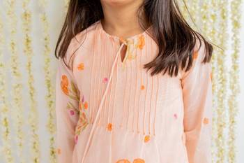 Peach printed cotton kurta set 3
