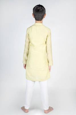 Green embroidered cotton kurta pyjama 2