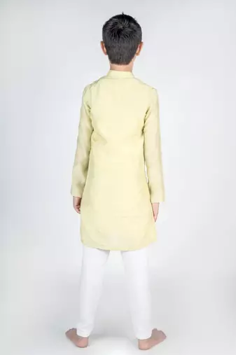 Green embroidered cotton kurta pyjama