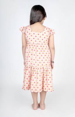 Peach printed cotton dress 2