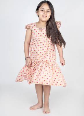 Peach printed cotton dress 1