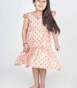 Peach printed cotton dress