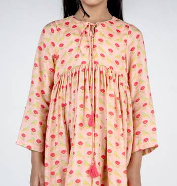Peach printed cotton dress 2
