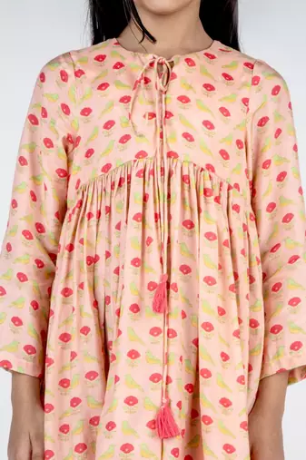 Peach printed cotton dress