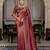 marron silk blend zarkan work saree with unstitched blouse