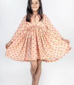 Peach printed cotton dress