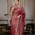 marron silk blend zarkan work saree with unstitched blouse