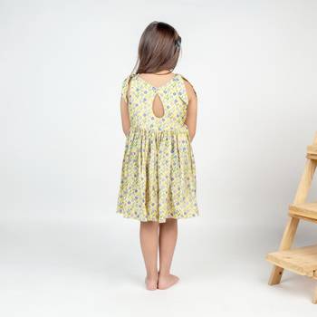 Yellow printed cotton dress 2