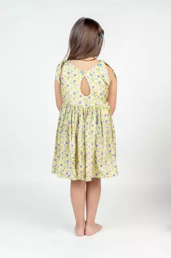 Yellow printed cotton dress