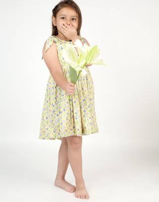 Yellow printed cotton dress 3