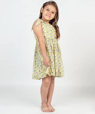 Yellow printed cotton dress 1
